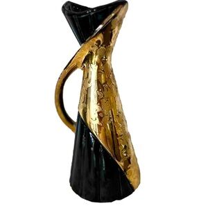 Vintage Savoy Black Weeping Gold Art Deco Pottery Pitcher Vase